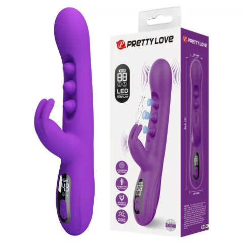Вибратор-кролик — PRETTY LOVE Sabien Purple, силикон, фиолетовый, пульсирующая и вибрационная стимуляция
