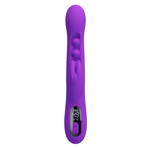 Вибратор-кролик — PRETTY LOVE Sabien Purple, силикон, фиолетовый, пульсирующая и вибрационная стимуляция
