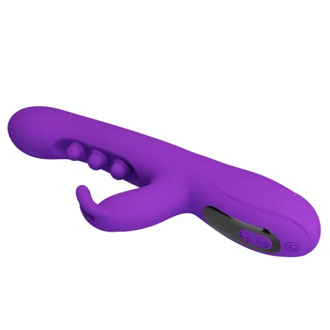 Вибратор-кролик — PRETTY LOVE Sabien Purple, силикон, фиолетовый, пульсирующая и вибрационная стимуляция