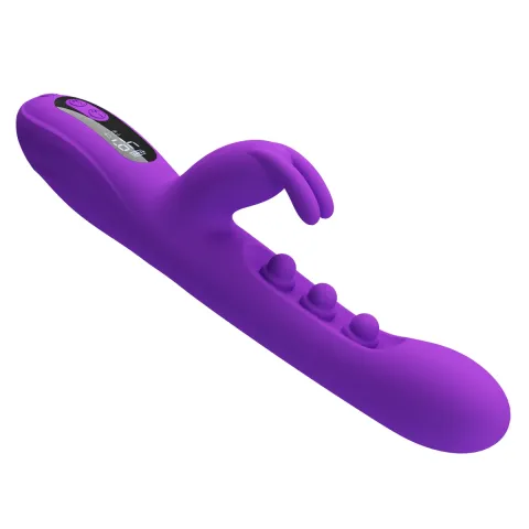 Вибратор-кролик — PRETTY LOVE Sabien Purple, силикон, фиолетовый, пульсирующая и вибрационная стимуляция
