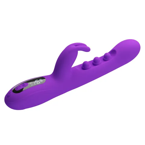 Вибратор-кролик — PRETTY LOVE Sabien Purple, силикон, фиолетовый, пульсирующая и вибрационная стимуляция