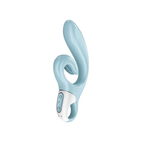 Вібратор-кролик Satisfyer Love Me Blue, гнучкий, відросток з потрійним кінчиком
