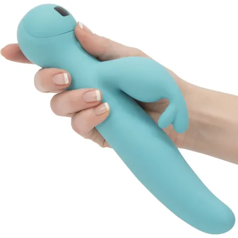 Вибратор-кролик Touch by SWAN — Trio Teal, сенсорное управление, вращение, диаметр 3,8 см