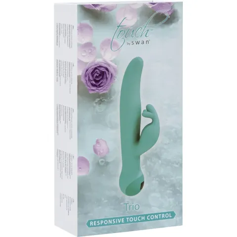 Вибратор-кролик Touch by SWAN — Trio Teal, сенсорное управление, вращение, диаметр 3,8 см