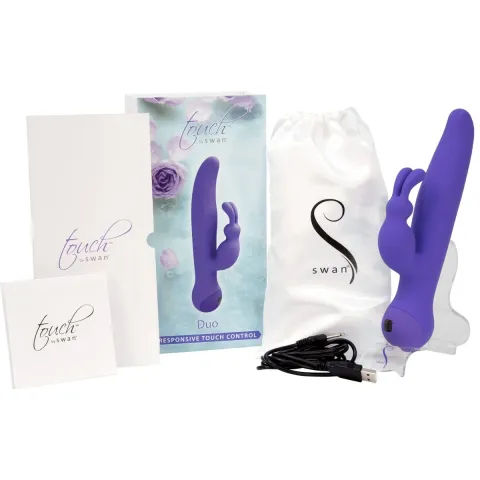 Вибратор-кролик с сенсорным управлением и вращением Touch by SWAN — Duo Purple, глубокая вибрация