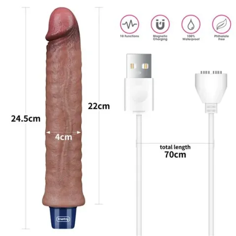 Вібратор - Real Softee Rechargeable Silicone Vibrating Dildo 9.5