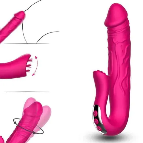 Вібратор - Realistic Tongue Stimulating Dildo Vibrator