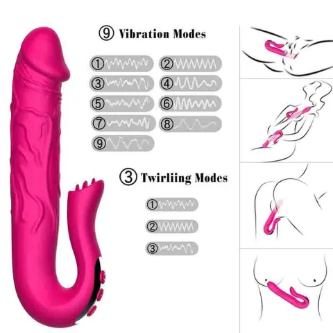 Вібратор - Realistic Tongue Stimulating Dildo Vibrator