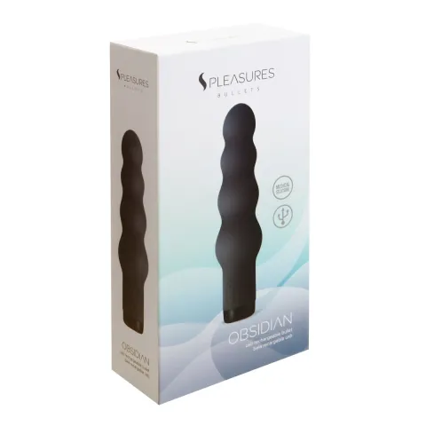 Вибратор S Pleasures Bullets Obsidian, черный, в виде ряда шариков, 10 режимов, диаметр 4 см