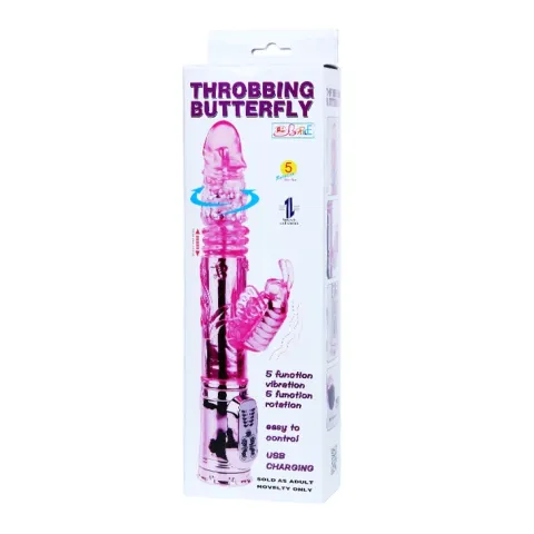 Вибратор — «Throbbing Butterfly» с вращающимся механизмом, розовый, 29 см