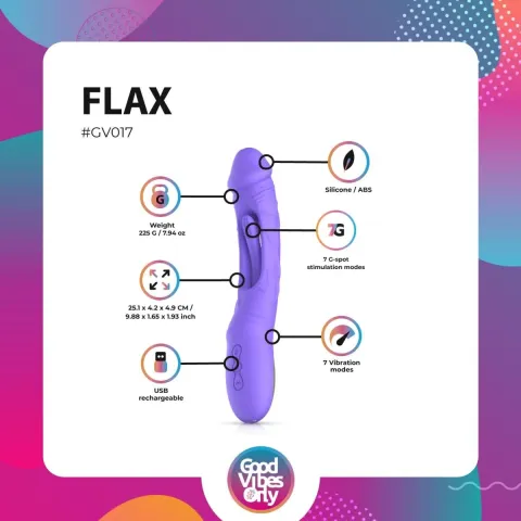 Вібратор точки G з вагінальним відростком Good Vibes Only – Flax Vibrating Dildo with G-Spot Stimulator