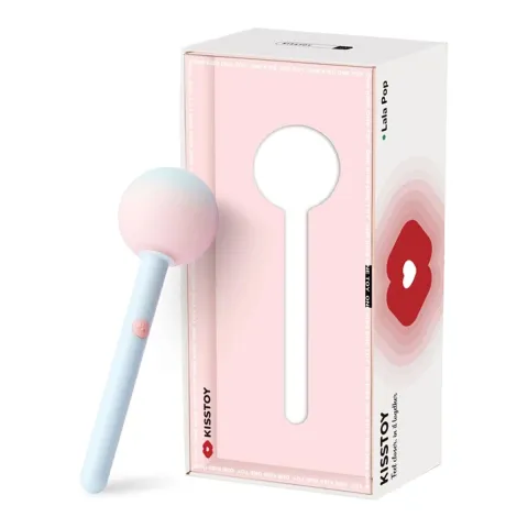 Конфетный вибратор на палочке KISSTOY Lala Pop, 2 мотора, маска для глаз в комплекте