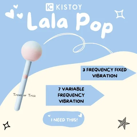 Конфетный вибратор на палочке KISSTOY Lala Pop, 2 мотора, маска для глаз в комплекте