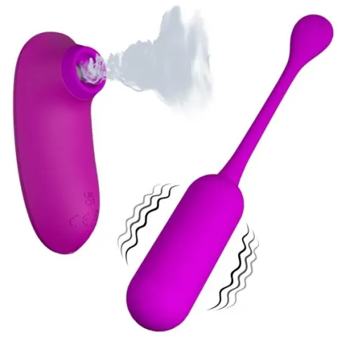Віброяйце з кліторальним стимулятором - Pretty Love Curupira Multifunctional 2 in 1 Purple