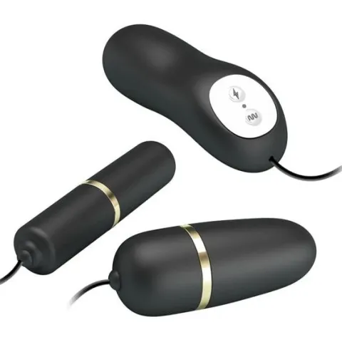 Віброяйце з вібропулею - Pretty Love Electric Stimulation Double Vibro-Bullets Black