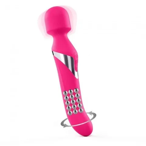 Вибромассажер 2 в 1 Dorcel Dual Orgasms Magenta — классический массажер и вибратор с жемчужным массажем