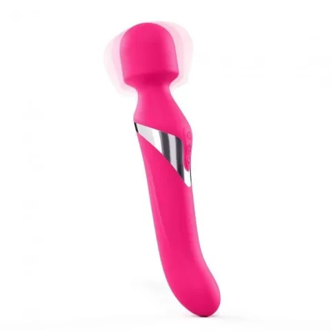 Вибромассажер 2 в 1 Dorcel Dual Orgasms Magenta — классический массажер и вибратор с жемчужным массажем