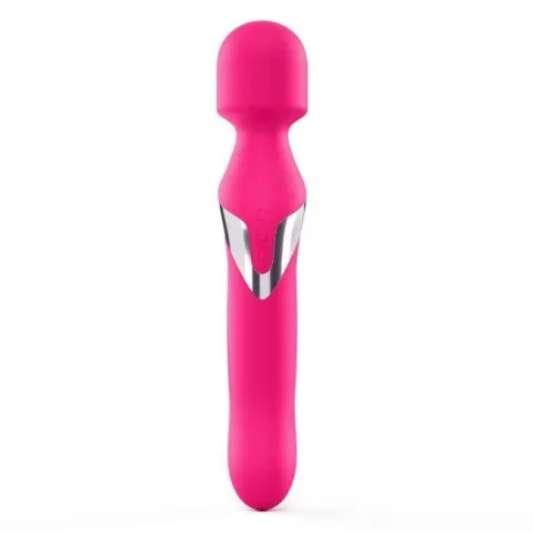 Вибромассажер 2 в 1 Dorcel Dual Orgasms Magenta — классический массажер и вибратор с жемчужным массажем