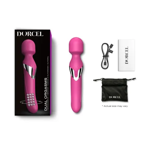 Вибромассажер 2 в 1 Dorcel Dual Orgasms Magenta — классический массажер и вибратор с жемчужным массажем