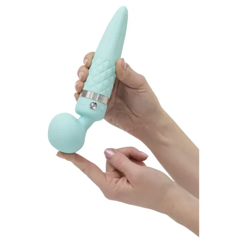 Вібромасажер 2в1 PILLOW TALK - Sultry Teal, класичний масажер і вібратор з ротацією, підігрів