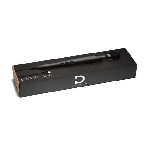 Вибромассажер DOXY3 USB-C Massager MATTE BLACK, кабель USB-C, регулируемая интенсивность, компактный