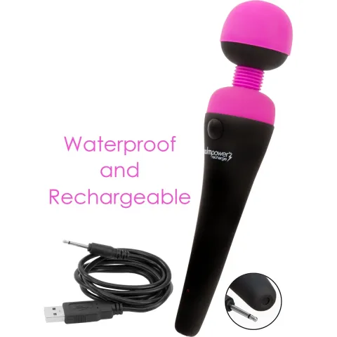 Вибрационный массажер PalmPower Recharge розовый, перезаряжаемый, гибкая головка, ходовой замок