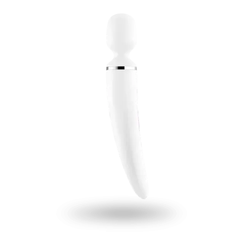 Вібромасажер Satisfyer Wand-er Woman (White/Chrome), водонепроникний, потужний, розмір XXL