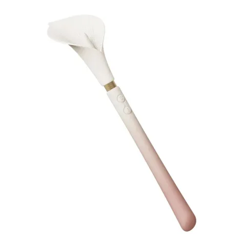 Роскошный вибромассажер Zalo – Calla Blossom Pink, двусторонний, с 2 моторами